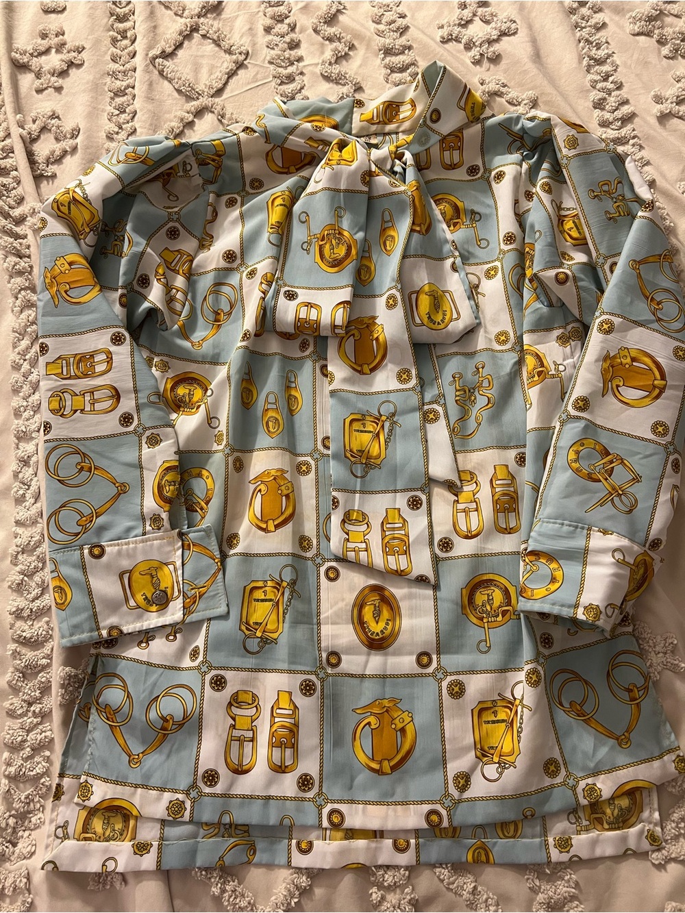 Nulis Atelier Vintage Equestrian Print Bow
Blouse size Large